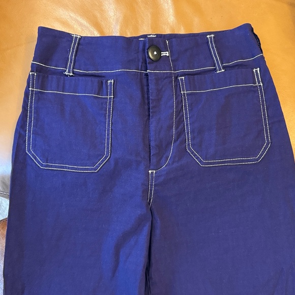 Anthropologie Maeve The Colette Crop Wide Leg Pants 26 Contrast Stitch Edition - Picture 3 of 9